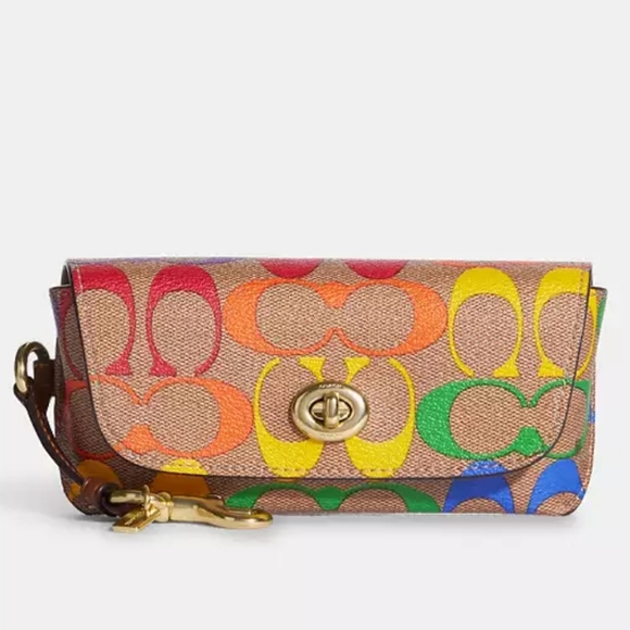 COACH Pride Rainbow Signature Canvas Sunglass Case Pride Collection Coach Bags - Picture 3 of 10